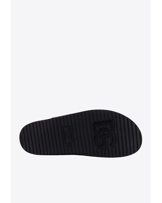 Dolce & Gabbana Black Logo Plate Leather Mules for men