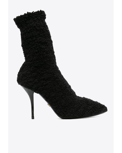 Dolce & Gabbana Black Cardinale 95 Sock-Like Ankle Boots