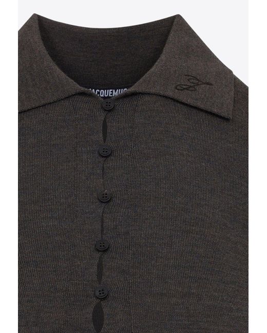Jacquemus Black Polo-Neck Button-Front Maxi Dress