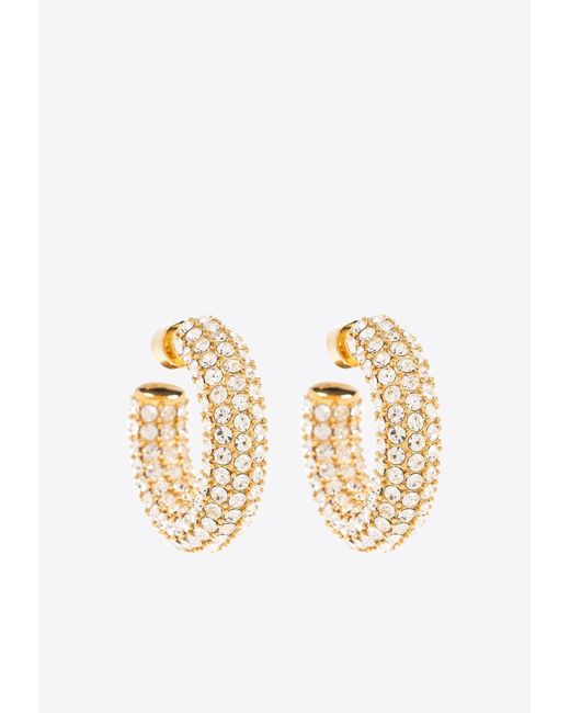 Jacquemus White Crystal-Embellished Hoop Earrings