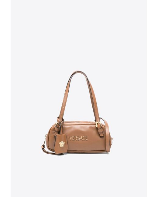 Versace White Mini Logo Tag Leather Shoulder Bag