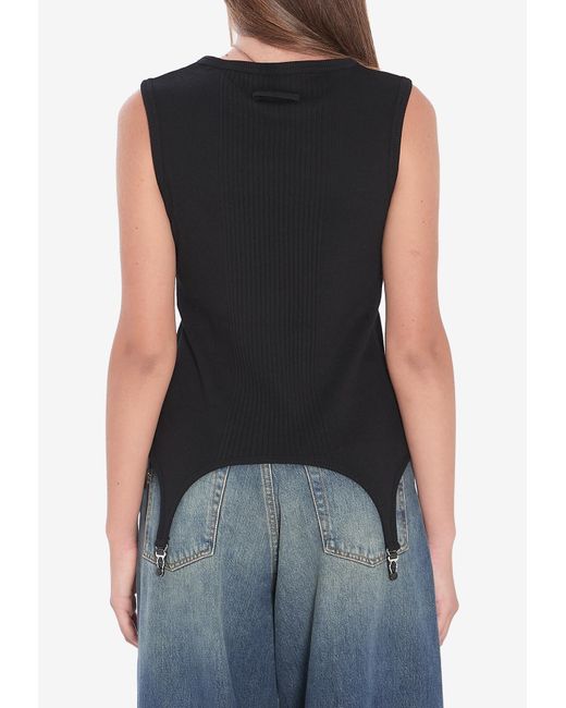 Jean Paul Gaultier Black Tank Top With Lingerie Garter