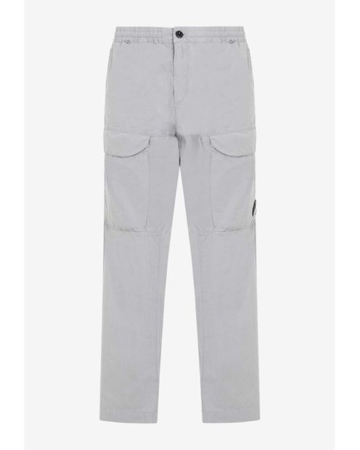 C P Company Gray Straight-Leg Cargo Pants for men