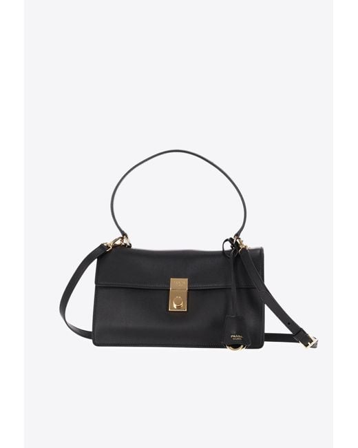 Prada White Medium Soft Sound Leather Shoulder Bag