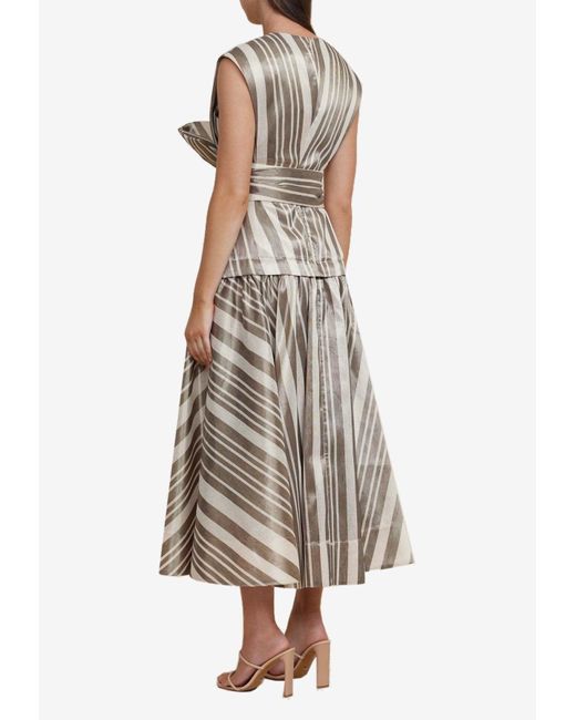 Acler Natural Wilson Striped Midi Dress