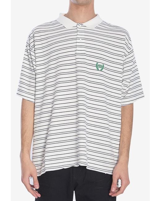 Balenciaga Striped Polo T-Shirt in White for Men | Lyst