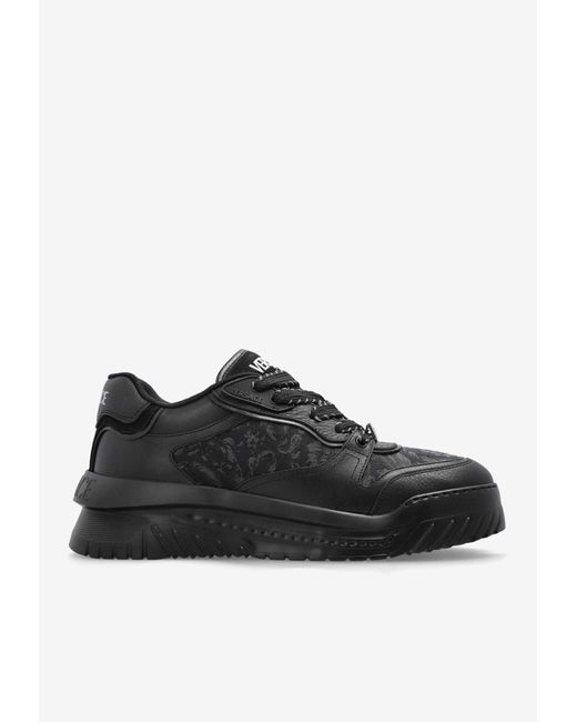 Versace Black Barocco Odissea Low-Top Sneakers for men