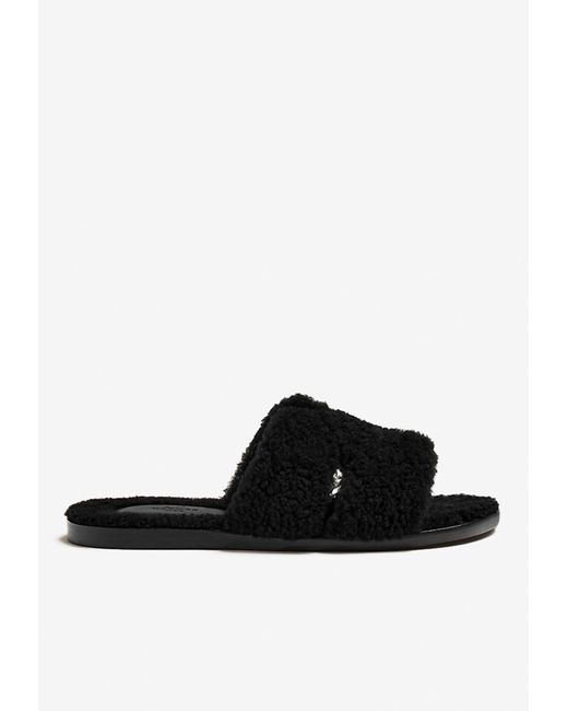 Hermès Black Izmir Sandals In Leather And Shearling for men