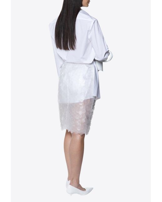 16Arlington White Delta Sequined Knee-Length Skirt
