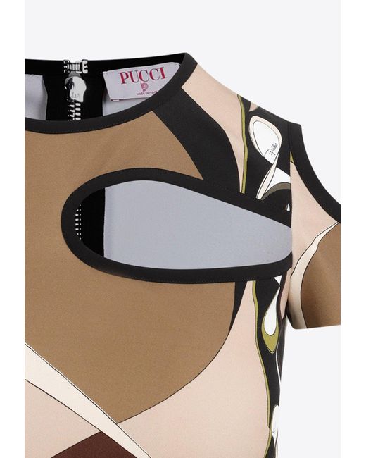 Emilio Pucci Black Printed Cut-Out Mini Dress