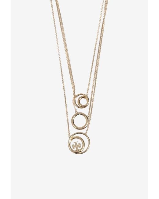Tory Burch White Miller Pave Layered Chain Necklace