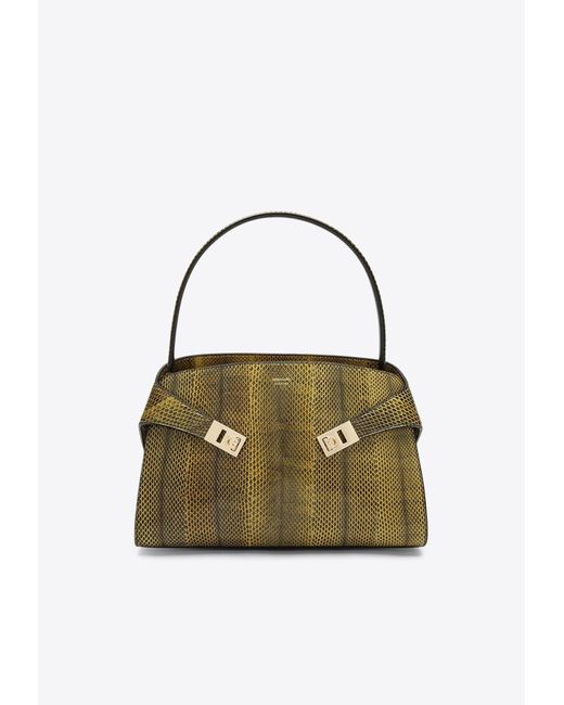 Ferragamo Metallic Medium Hug Ayers-Leather Top Handle Bag