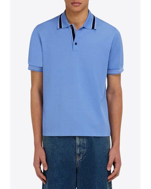 Ferragamo Blue Short-Sleeved Polo T-Shirt for men