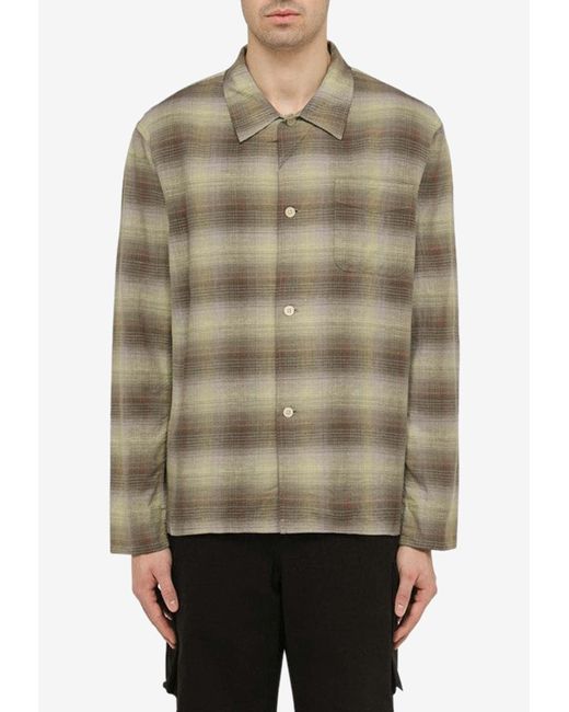 Our Legacy Natural Linen-Blend Checked Shirt for men