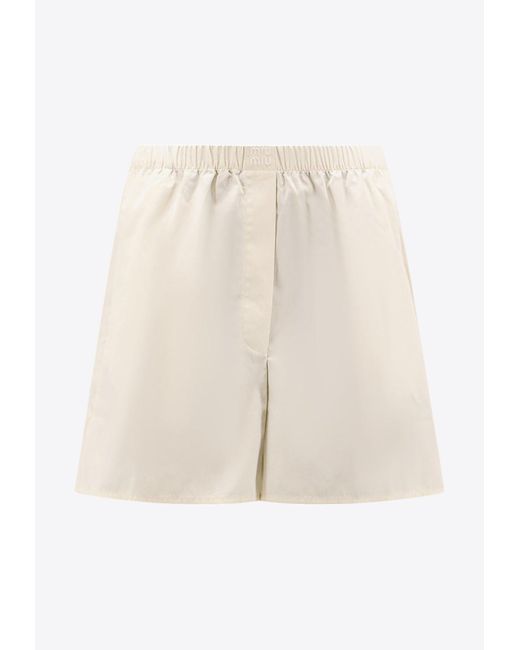 Miu Miu Women's Natural Logo Embroidered Shorts