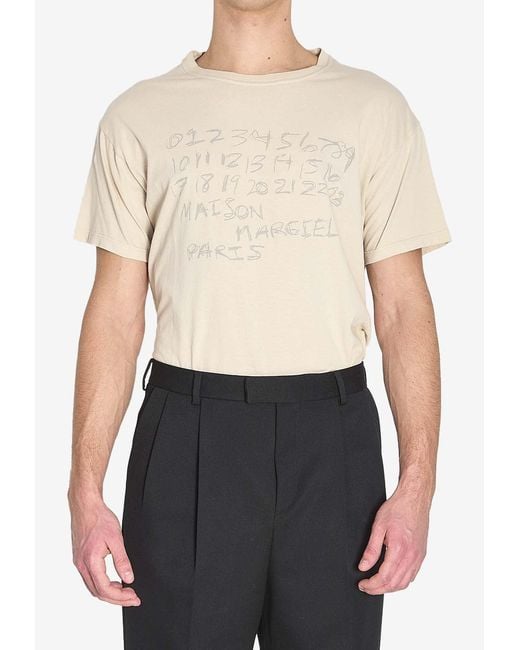 Maison Margiela White Logo-Printed Crewneck T-Shirt for men
