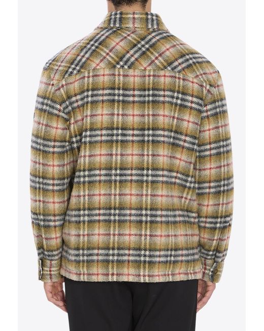 Burberry Gray Plaid Check Padded Jacket for men