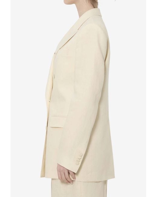 Tagliatore Natural Double-Breasted Buttoned Blazer