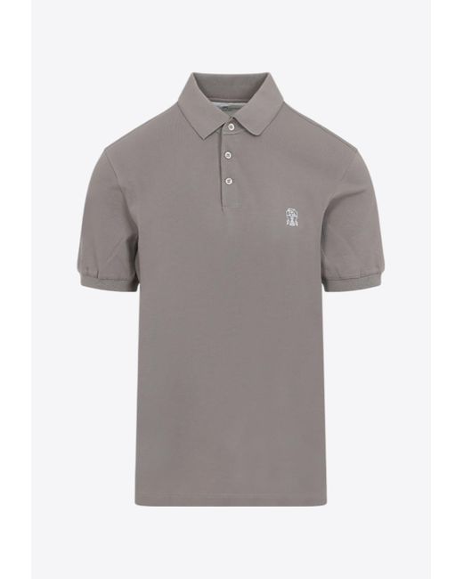 Brunello Cucinelli Gray Corteccia Polo T-Shirt for men