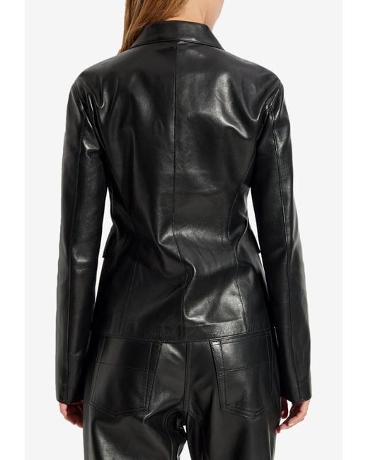 Tom Ford Black Buttoned Leather Jacket