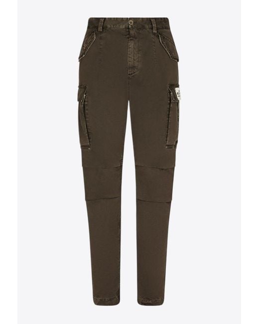 Dolce & Gabbana Black Re-Edition Label Cargo Pants for men