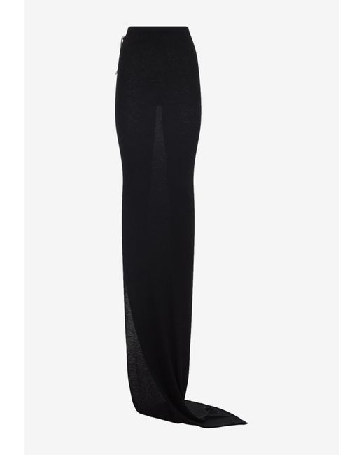 Rick Owens Black Edfu Asymmetric Maxi Skirt