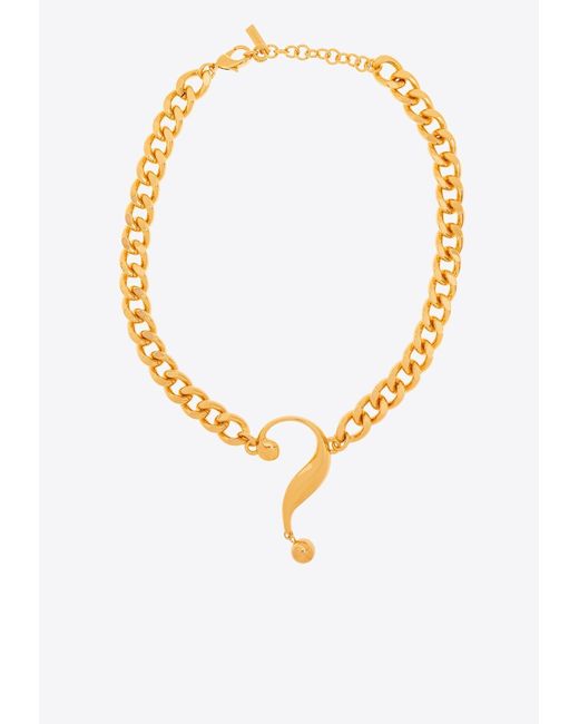 Moschino White Question Mark Shaped Necklace
