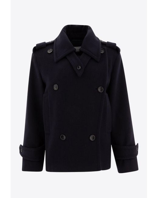 Max Mara Blue Laveno Wool And Cashmere Coat