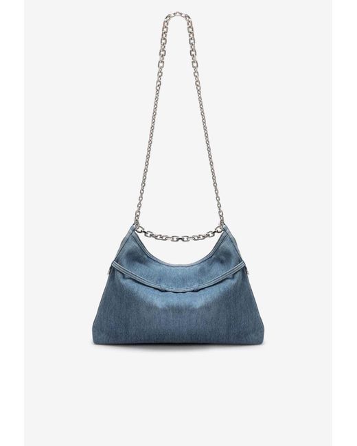 Givenchy Blue Medium Voyou Suede Shoulder Bag