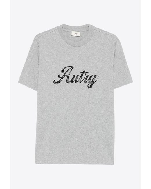 Autry White Script Logo Print T-Shirt for men