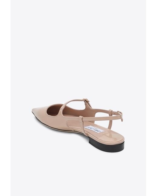 Jimmy Choo White Didi Patent Leather Slingback Flats