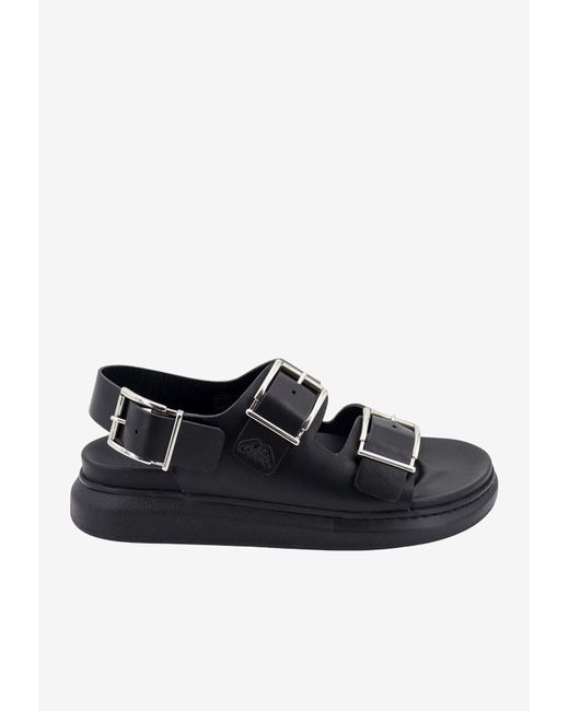 Alexander McQueen Black Buckled Leather Sandals for men