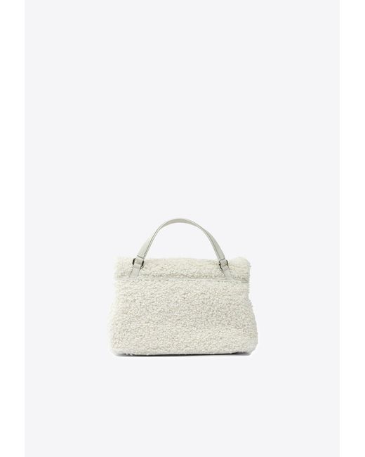 Zanellato White Baby Postina Shearling Top Handle Bag
