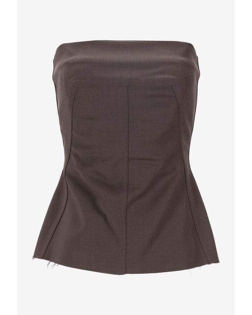 Rick Owens Brown Bustier Structured Silk Top