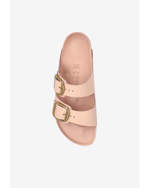 Birkenstock Pink Arizona Big Buckle Patent Leather Slides