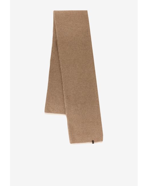 Brunello Cucinelli Natural Ribbed Cashmere Scarf