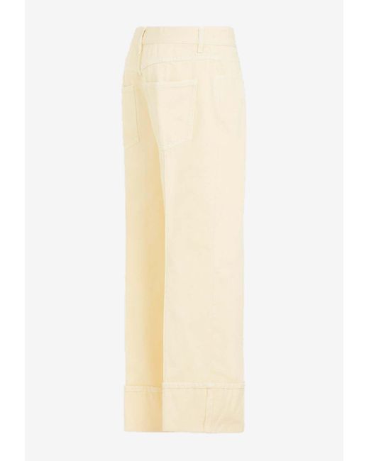 Bottega Veneta Natural Curved-Shape Cropped Denim Pants