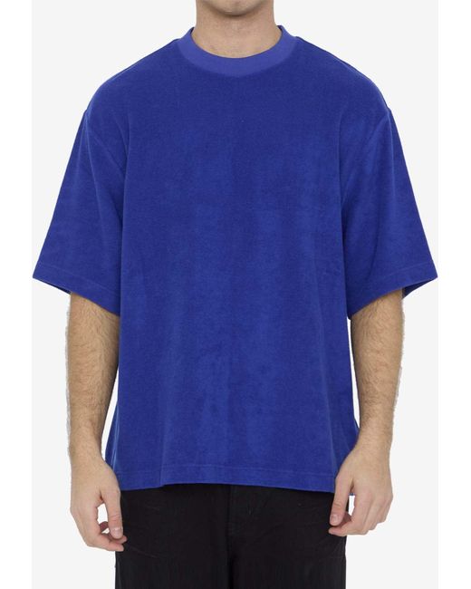 Burberry Blue Ekd Print Terry T-Shirt for men