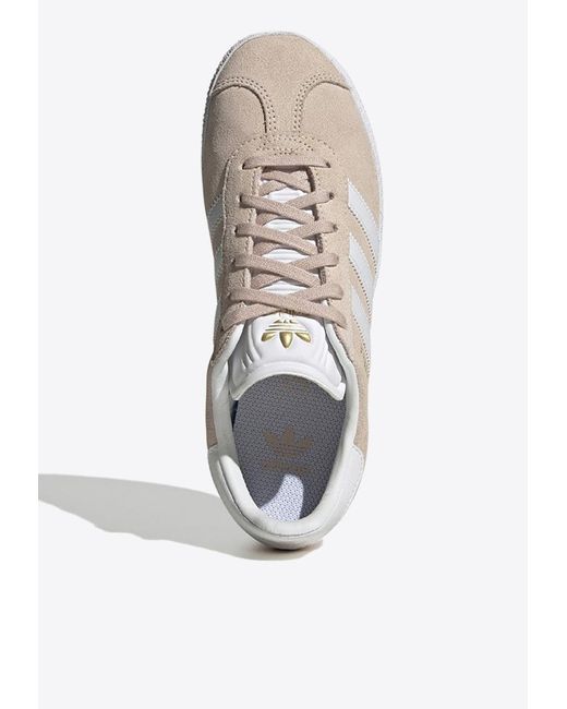 Adidas Originals White Gazelle Low-Top Suede Sneakers