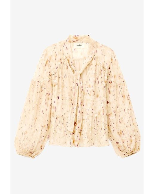 Ba&sh Natural Kamala Printed V-Neck Blouse
