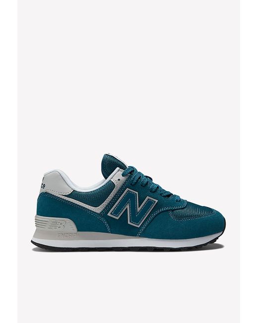 New Balance Blue 574 Low-top Sneakers In Alpine Green With Gray