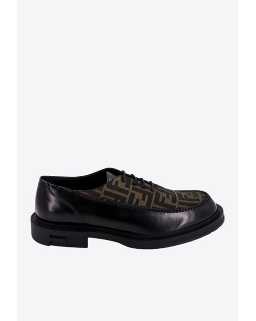 Fendi Black Frame Lace-Up Derby Shoes for men