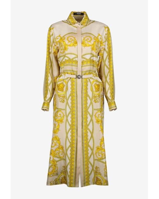 Versace La Coupe Des Dieux Midi Shirt Dress in Yellow | Lyst
