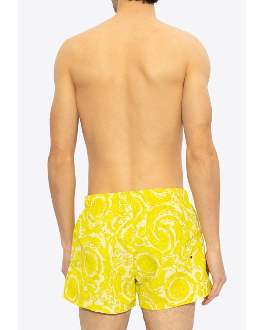 Versace Yellow Barocco Swim Shorts for men