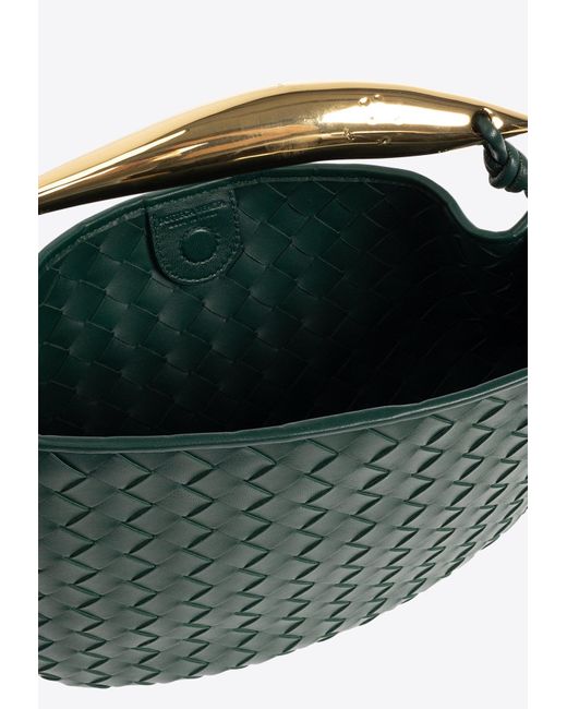 Bottega Veneta Green Small Sardine Intrecciato Leather Top Handle Bag