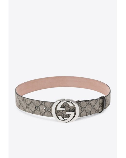 Gucci White Interlocking G Reversible Canvas Belt for men