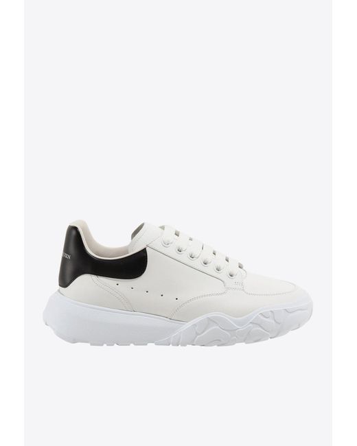 Alexander McQueen White Court Leather Low-Top Sneakers for men