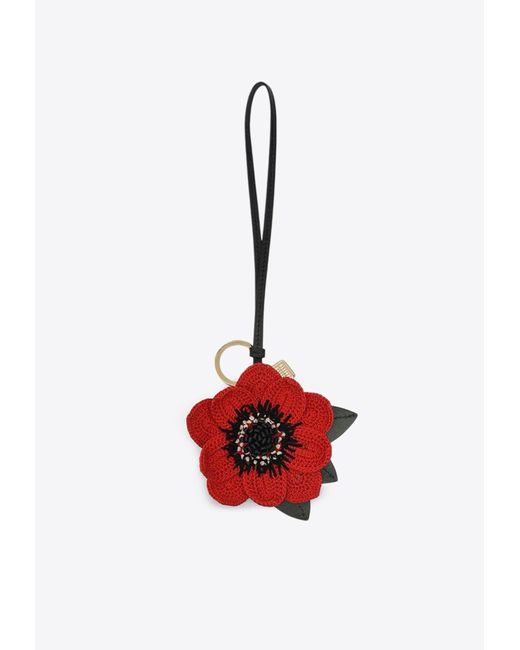 Miu Miu Trick Crochet Knit Flower Keychain in Red | Lyst