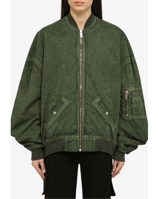Halfboy Green Oversized Washed-Out Bomber Jacket