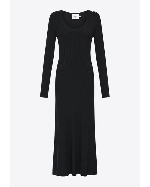 Aje. Black Zeitgeist Knit Midi Dress